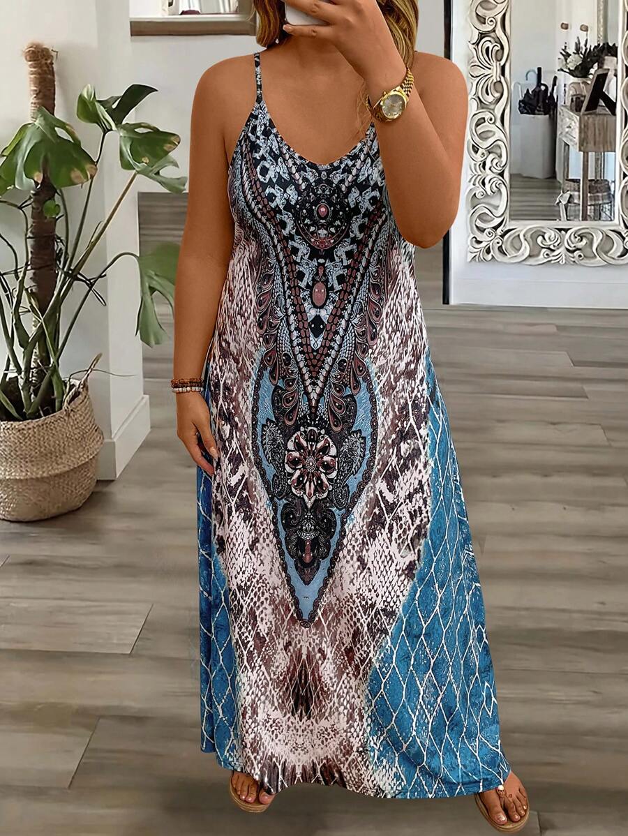 EMERY ROSE Đầm Maxi In Hình Rắn Size Lớn Mùa Hè Boho - Nhiều màu - Xem 1