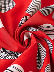 SHEIN LUNE Áo sơ mi không tay chấm bi đỏ đi nghỉ mát thông thường (cỡ lớn) - Đỏ - Xem 4