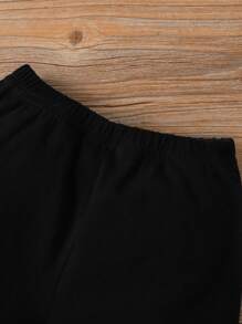 Em bé Con trai Dễ thương & Hợp thời Slogan Họa tiết gấu Ngắn tay Áo Và Bộ quần short Cho mùa hè - màu đen - Xem 3