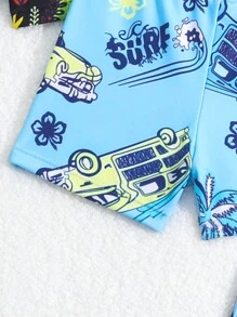 Pantalones Cortos De Natación Cuadrados Para Pierna De Baby Boy Con Estampado De Dibujos Animados Lindo - Azul - Ver 5