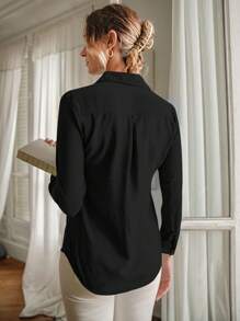 EURMUSE Solid Button Front Shirt