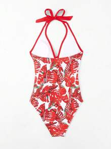 Shapewave Women's Botanical Printed Tummy Control One Piece Swimsuit, Random Print, Beach Swimming Suit For Summer,Summer Beach - Red - View 2