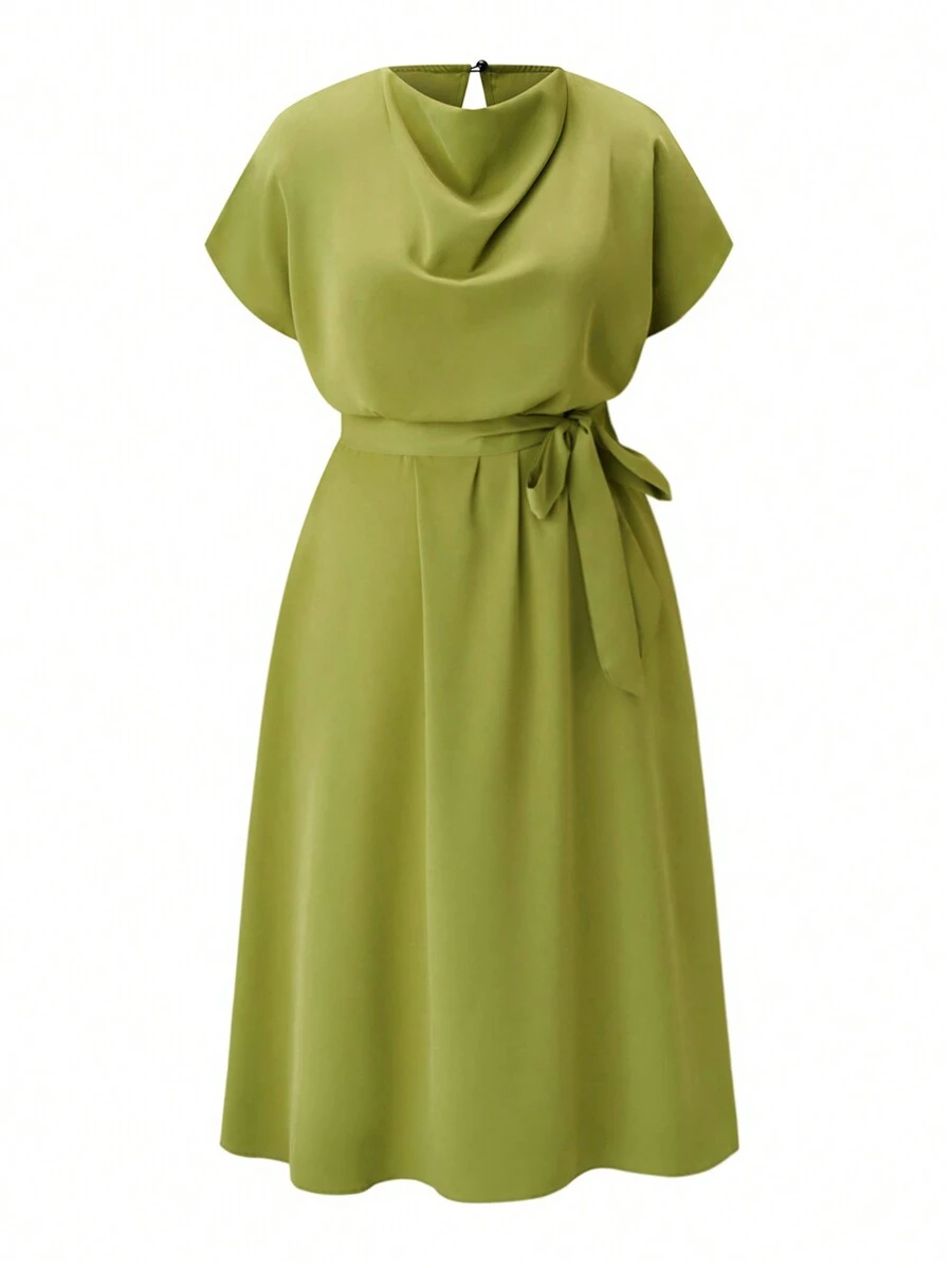 Rometta Plus Size Women's Batwing Sleeve Shift Dress With Boat Neckline, Women Outfit