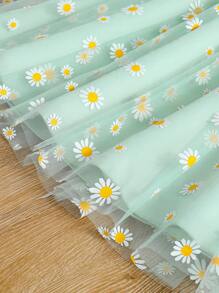 SHEIN 青少年女孩 2 件套雏菊吊带上衣和蓬松短裙套装，非常适合暑假、度假、夏季、旅行 - 薄荷綠 - 查看 6