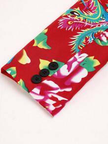 Manfinity AFTRDRK Fashionable Men's Suit Jacket With Floral Pattern Print - Red - View 6