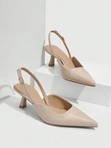 CUCCOO BIZCHIC Woman Shoes Fashion Classic Comfortable Kitten Heel Pointed Toe Slingback High Heels For Spring And Summer Vacation Shoes Summer Elegant Basics Business Casual Business Chic Spring Shoes Spring Break Easter