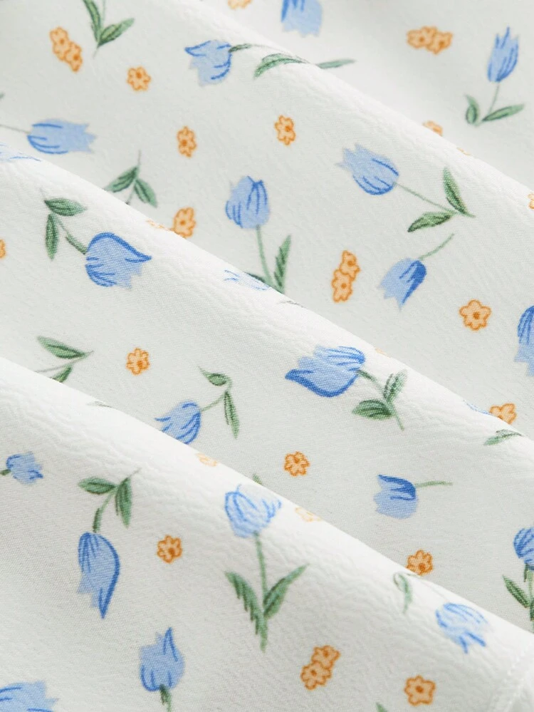 Floral Print Halter Top And Ruffle Hem Skirt,Summer Two Piece Outfits