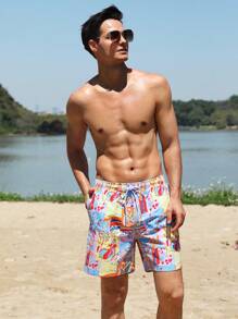 Surfspeed Men's Patchwork And Printed Beach Shorts - Multicolor - View 6