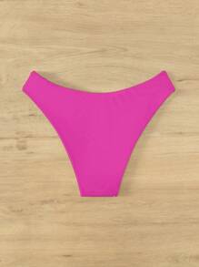 SHEIN Swim 女士夏季沙灘簡約純色比基尼下身 - 粉色 - 查看 2
