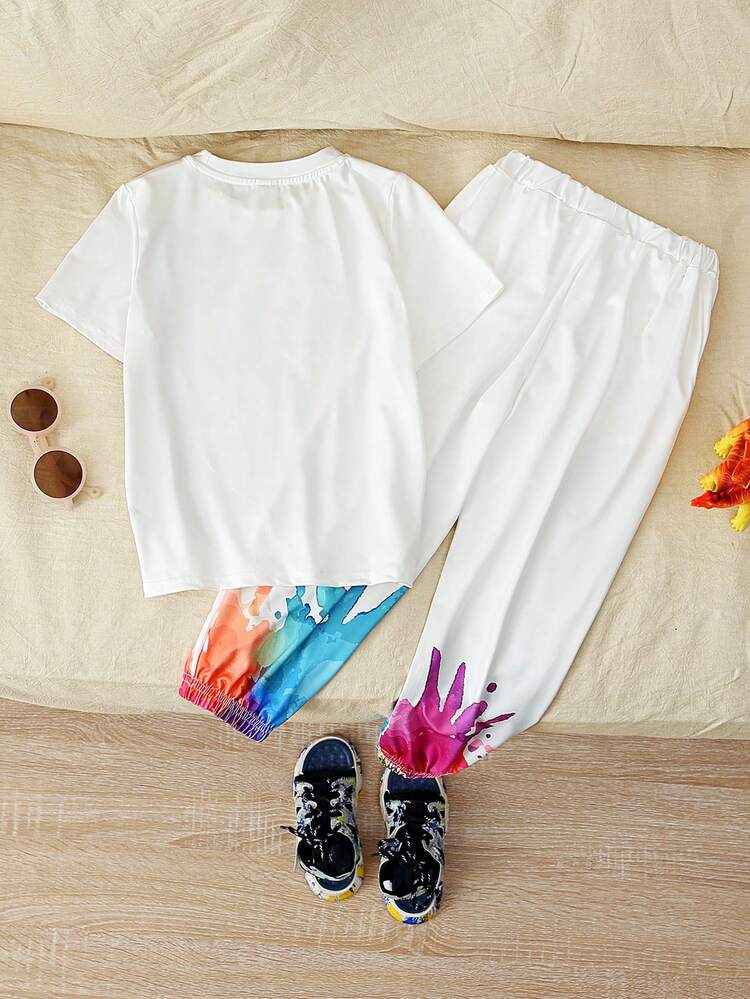 Toddler Boys' Casual Dinosaur Printed T-Shirt And Pants Set