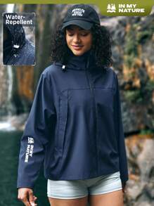 In My Nature Women's Versatile Simple Outdoor Raincoat Suitable For Spring And Summer - Navy Blue - View 8