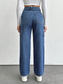 RueChic 女士實用口袋直筒牛仔褲