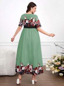 SHEIN 孕妇时尚短袖印花连衣裙