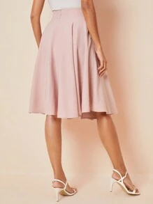 Amorya High Rise Wide Waistband Circle Skirt - Baby Pink - View 2