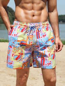 Surfspeed Men's Patchwork And Printed Beach Shorts - Multicolor - View 5