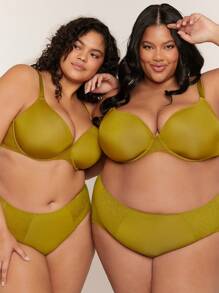 LUVLETTE Plus Dream Curve Suport +Acoperire totală Sutien din plasă respirabil Push Up T-Shirt Sutien - Galben - Vizualizare 9