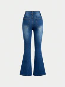 SHEIN Girlism Jeans mit ausgestelltem Bein im Boho-Stil mit Distressed-Effekt für Tween Mädchen im Frühjahr und Sommer