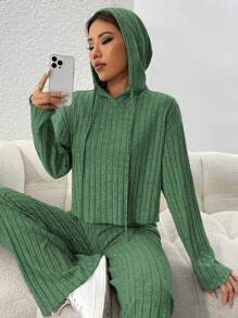 SHEIN PETITE Bộ đồ hai mảnh rộng rãi họa tiết sọc dọc thời trang dành cho nữ mùa hè - màu xanh lá - Xem 6
