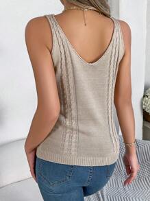 Women Tank Tops & Camis Plain Casual - Khaki - View 3