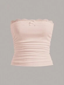 Sweetina Ren tương phản Xù Ống ngọn - Màu be - Xem 1