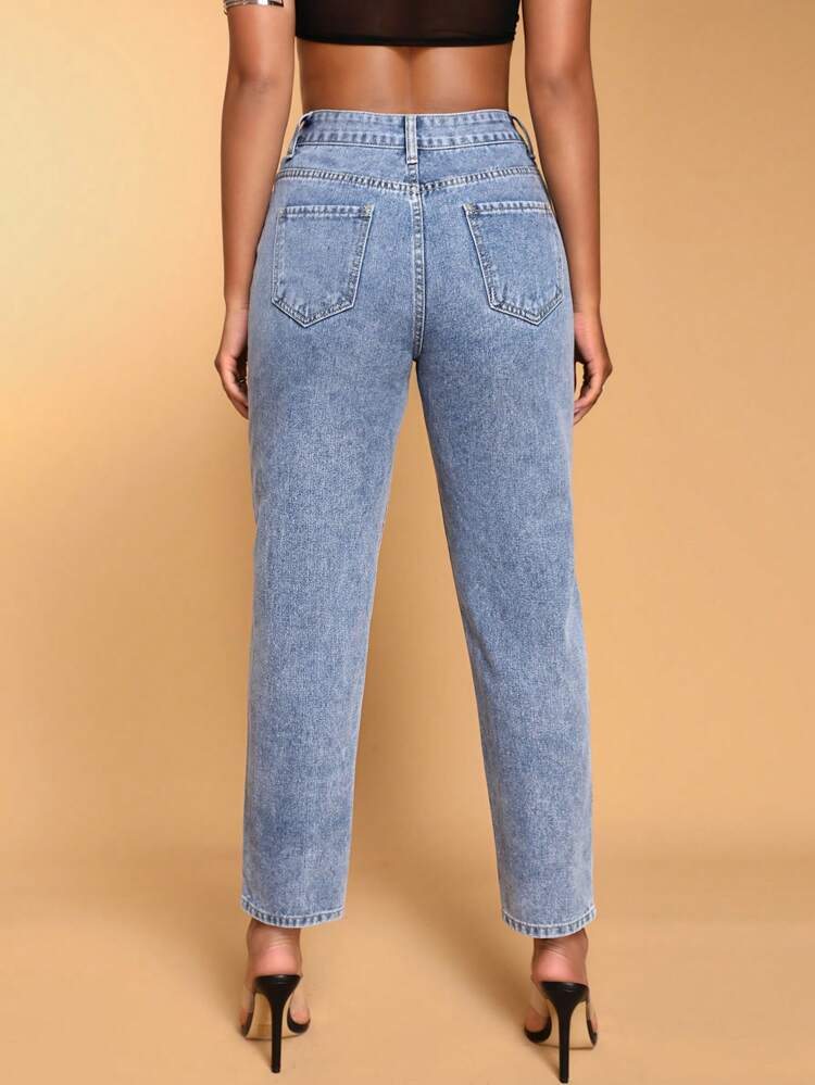 Women's Simple And Stylish Frayed Jeans