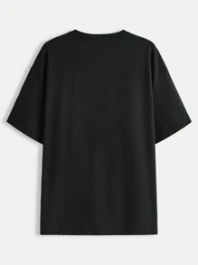 BATMAN X SHEIN Men Casual Drop Shoulder Loose T-Shirt With Anime Character And Slogan Prints For Summer