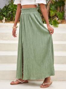 SHEIN Leap Crew 青少女棋盤格音樂節春夏編織裙 - 藍色 - 查看 6