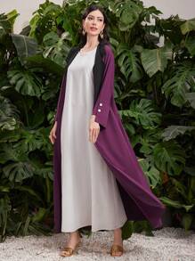 Al Najma Women's Fashionable Elegant Long Arab Robe With Turn-Down Collar Abayas