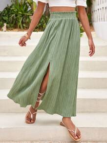 SHEIN Leap Crew 青少女棋盤格音樂節春夏編織裙 - 藍色 - 查看 5