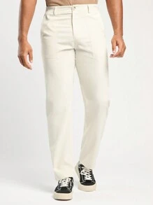 Forever 21 Men's Spring And Summer Casual Fit Apricot Cargo Trousers - Apricot - View 1