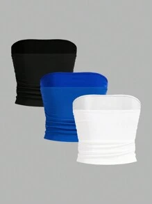 SHEIN EZwear Top De Mujer Tubular De Punto Multicolor - azul real - Ver 2