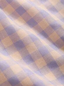 DAZY 女士时尚舒适格纹睡衣短裤夏季睡衣裤 - 紫色 - 查看 8