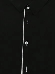 Áo sơ mi nam tay dài cài nút màu sắc thường ngày - Đen và trắng - Xem 5