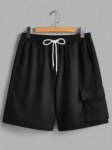 Manfinity VCAY 男士卡通印花針織休閒寬鬆t恤和短褲套裝 - 黑色 - 查看 5