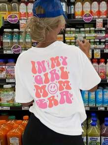 INAWLY English Printed T-Shirt IN MY GIRL MOM ERA Graphic Tees Women Tops