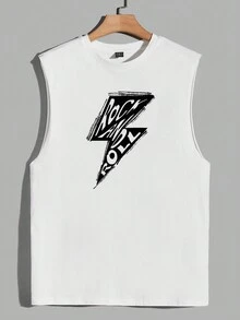 Manfinity LEGND 男士白色背心,印有字母和閃電圖案,通用尺寸 - 白色 - 查看 2