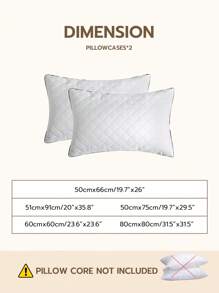 2pcs 100% Waterproof Dirt-Proof Oil-Proof Quilted Zipper Encasement Pillowcase Without Pilling, Soft & Breathable Pillow Protector, No Smell, No Noise, White - White - View 3
