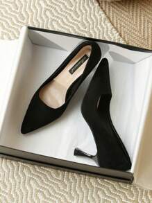 Women's 7cm High Heel Suede Work Shoes, Black Color, Comfortable Soft Sole Flight Attendant Stiletto Shoes For Standing Long Without Feet Tiredness, Professional And Elegant, Elegant, Party - Black - View 5