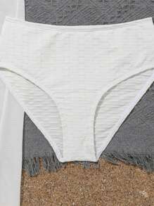 Tween Girl Sun Protection Plain Bikini Set - White - View 4