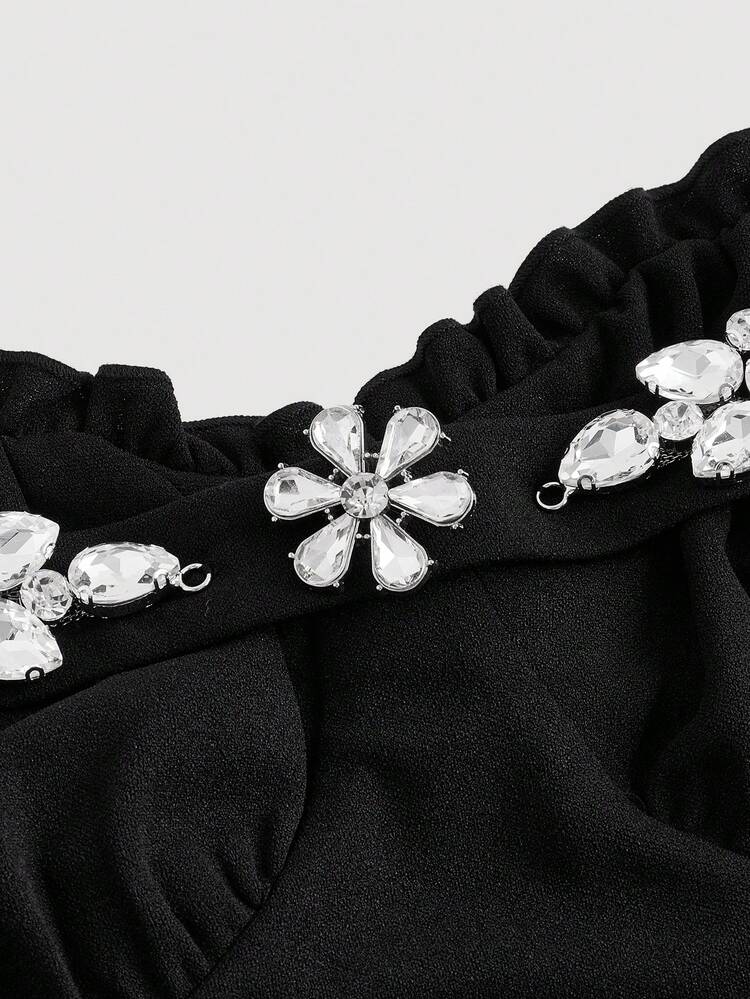 Shell Cup Diamante Buckle Strap Romper