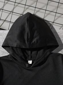 Teen Boy's Casual Character & Letter Print Short Sleeve Hooded T-Shirt And Shorts 2pcs Set For Summer - Black - View 5