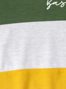 SHEIN Back To School Season: Young Boys' Color Block Letter Printed T-Shirt For Summer - Mustard Yellow - View 6