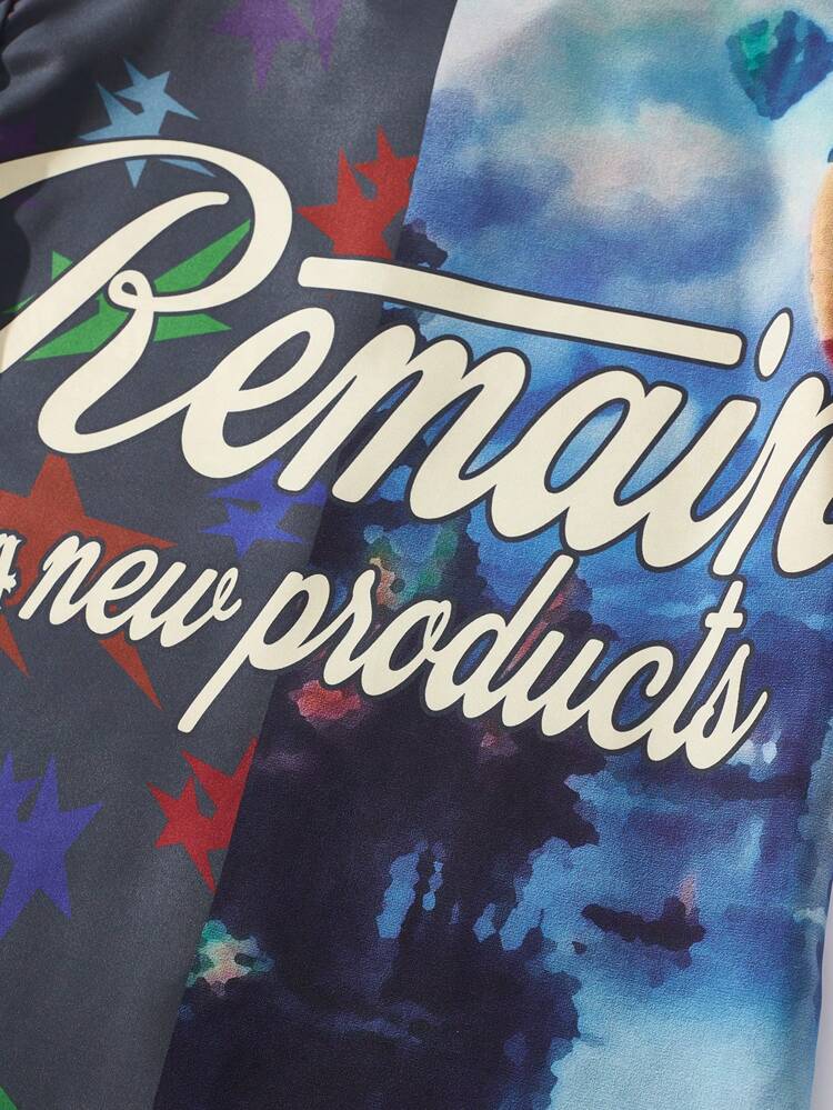 Men's Printed Patchwork Short Sleeve Beach Shirt, Suitable For Daily Wear In Spring And Summer