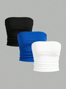 SHEIN EZwear Top De Mujer Tubular De Punto Multicolor - azul real - Ver 1