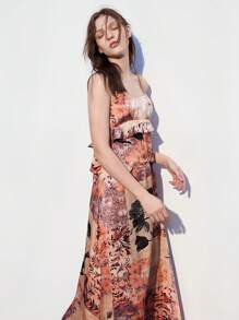 Maija Summer Two Pieces Outfits Women's Floral Print Cami Top And Skirt Set With Spaghetti Straps - Multicolor - View 8