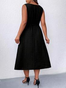 SHEIN Clasi Kích thước lớn Chấm bi In Sheath Váy ba lỗ - màu đen - Xem 2