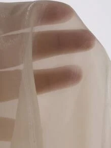 Wynsel 休闲商务纯色系带女士衬衫，秋季服装长袖上衣 - 杏色 - 查看 5