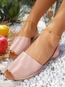 Pink Peep-Toe Slingback Sandals - Pink - View 1