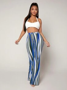 SHEIN SXY Pantalones Largos De Rayas Coloridas Para Mujer