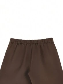 Manfinity Homme 男士夏季時尚純色緊身短褲 - 咖啡棕 - 查看 5